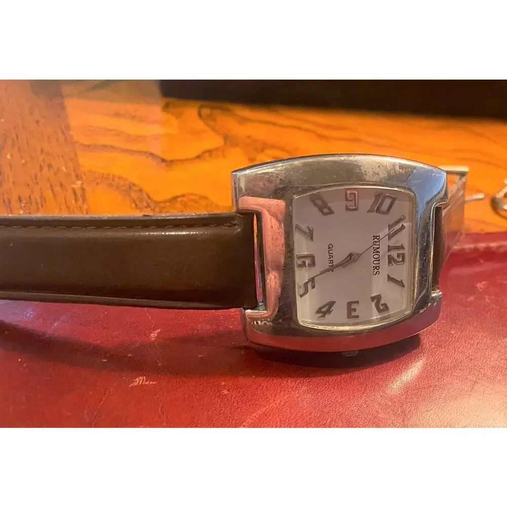 Unisex 40mm Silver Tone Rumours watch, Brown Leather Band